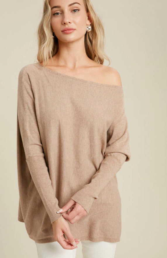 FLOWY BOATNECK DOLMAN TUNIC (S-L)