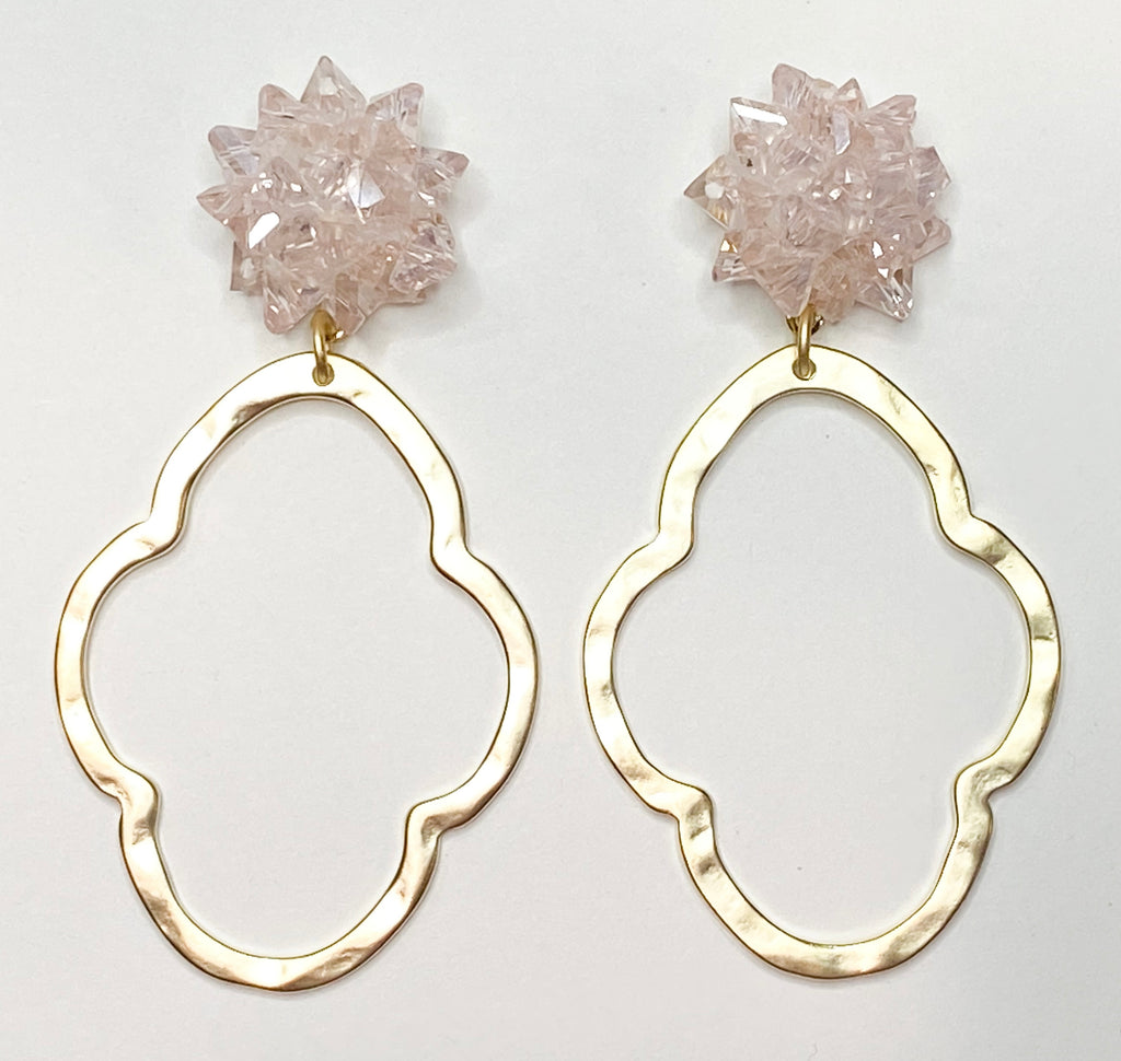 Pink Crystal Burst Earrings