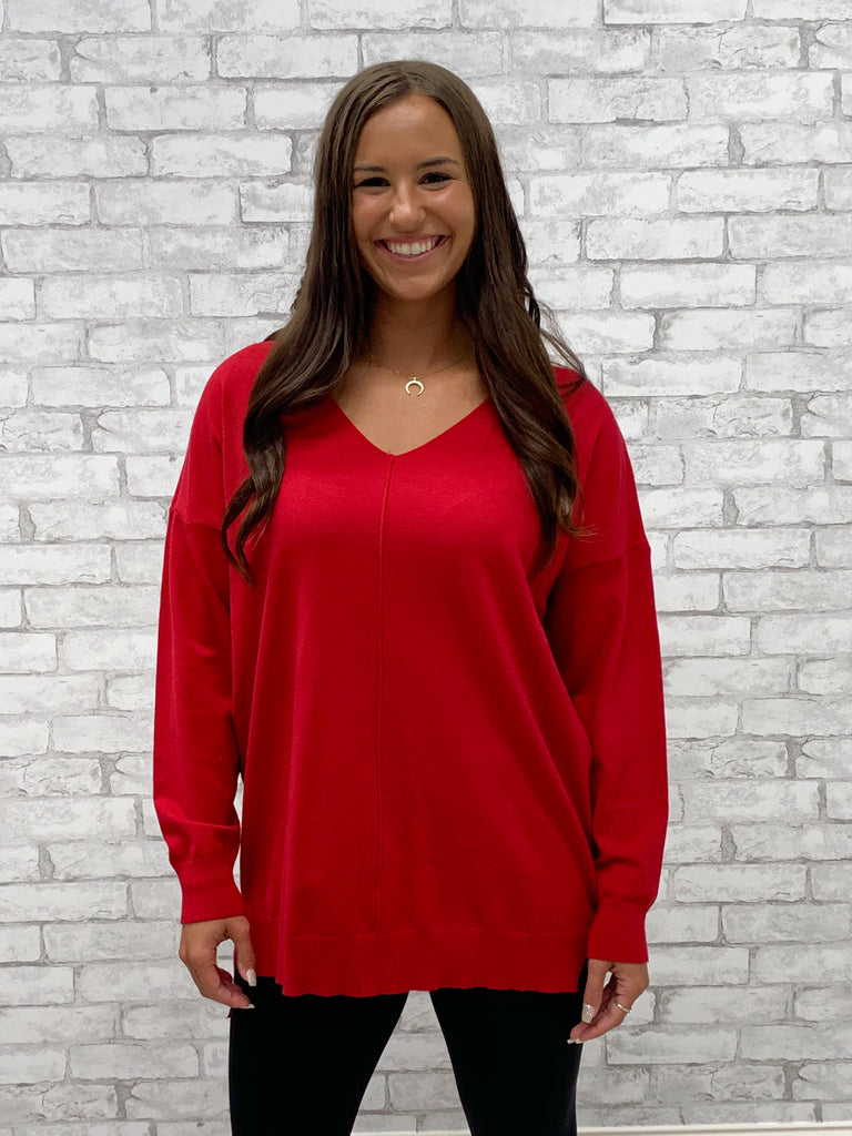 Red Hi Lo Sweater (S-L)