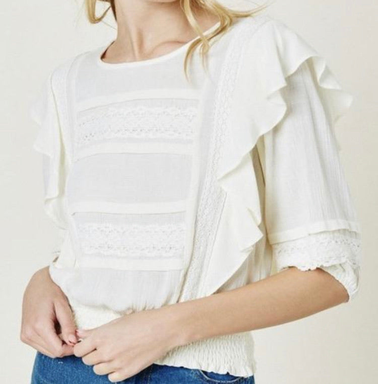 Ivory Ruffle Smock Top