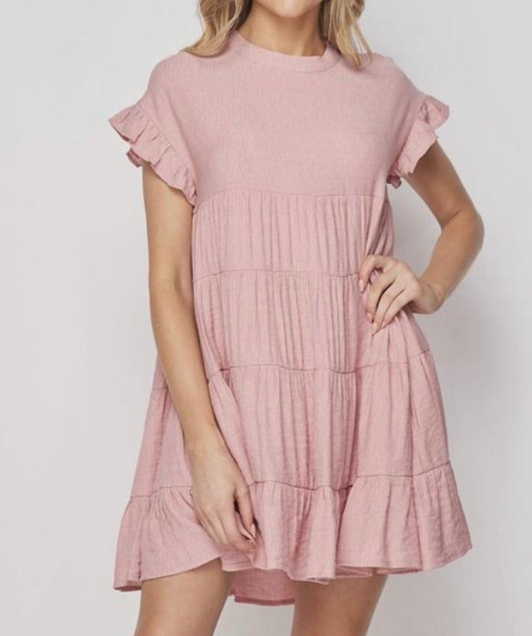 Happy Ruffles Blush Babydoll Dress (S-L)