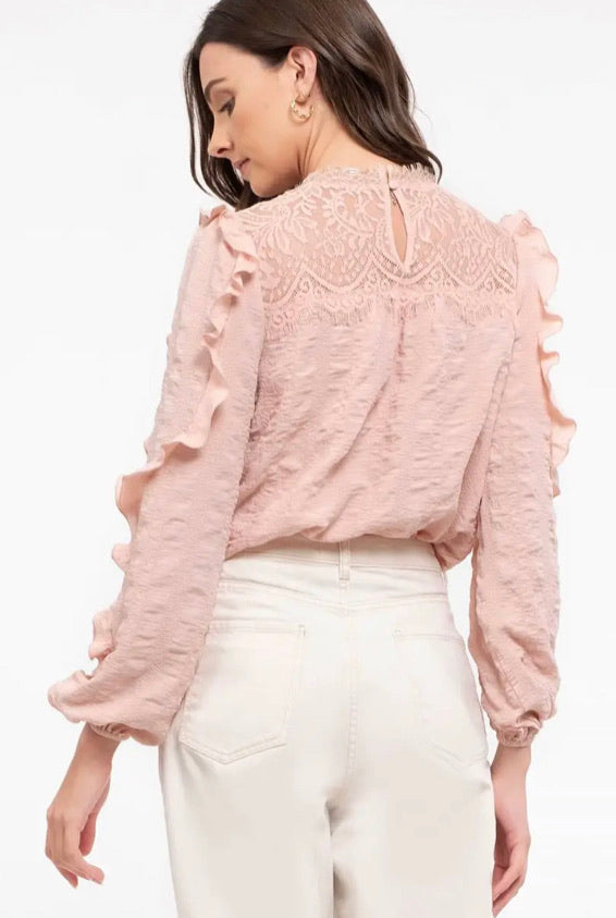 BLUSH TEXTURED WOVEN BLOUSE