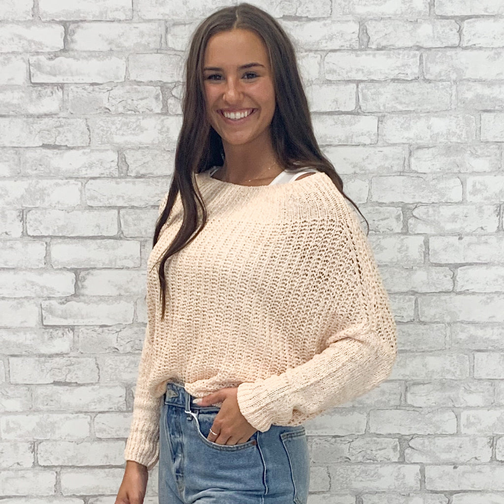 Blush Off the Shoulder Spring Time Sweater (S-L)