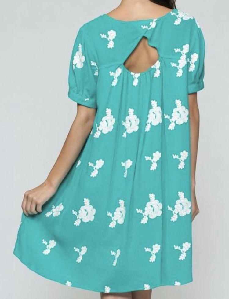 Aqua Flowers Dress