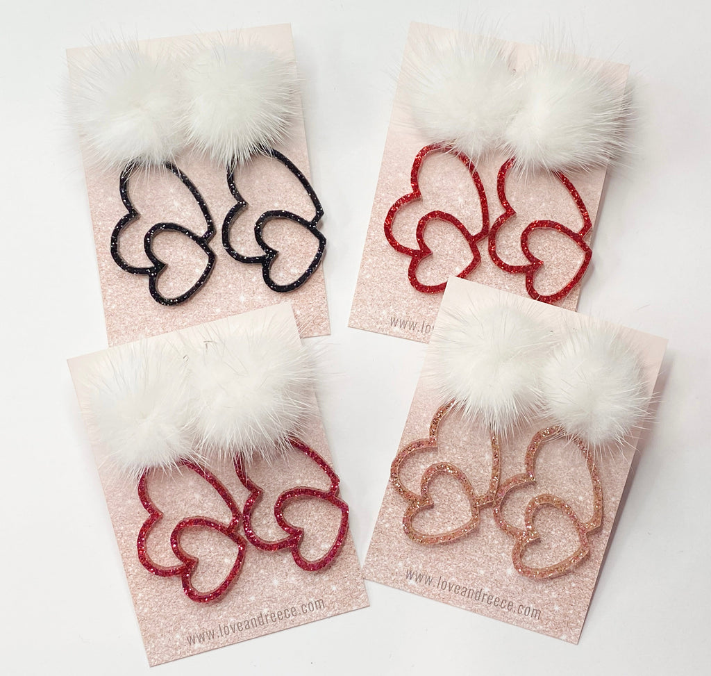 Valentine’s Day Beaded Double Heart Earrings