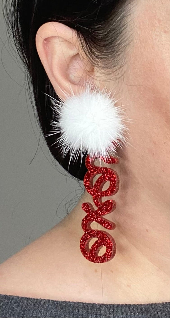 Valentine’s Day Beaded XOXO Script Earrings