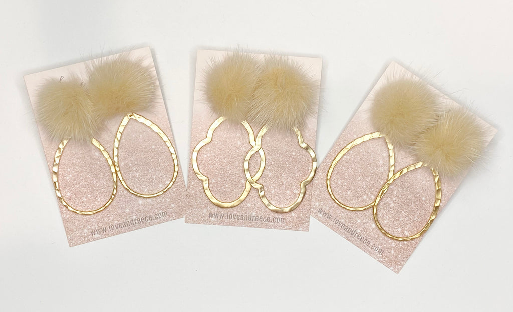Beige Fluff Earrings