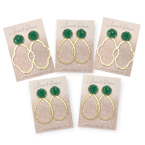 Green Crystal Burst Earrings