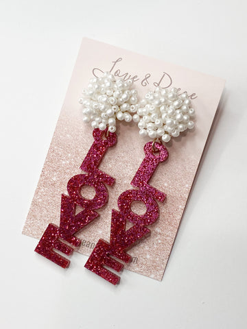 Valentine’s Day Beaded XOXO Script Earrings