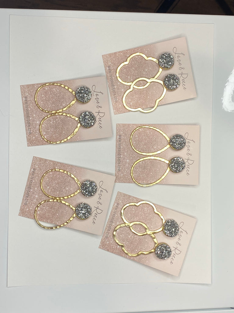 Pink Crystal Burst Earrings