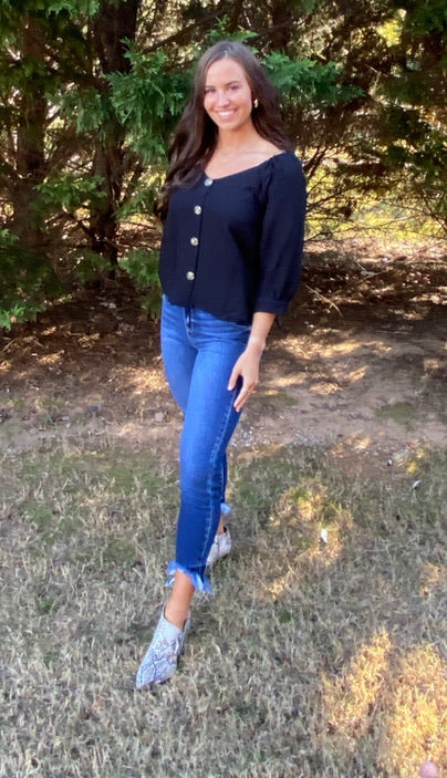 Buttons & Bows Blouse (S-3XL)