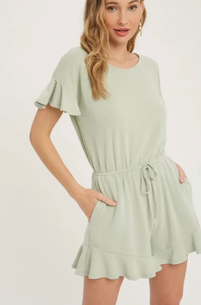 Sage Ruffle Romper (S-L)