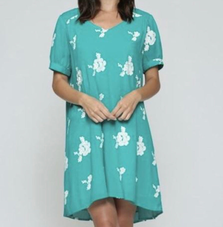 Aqua Flowers Dress