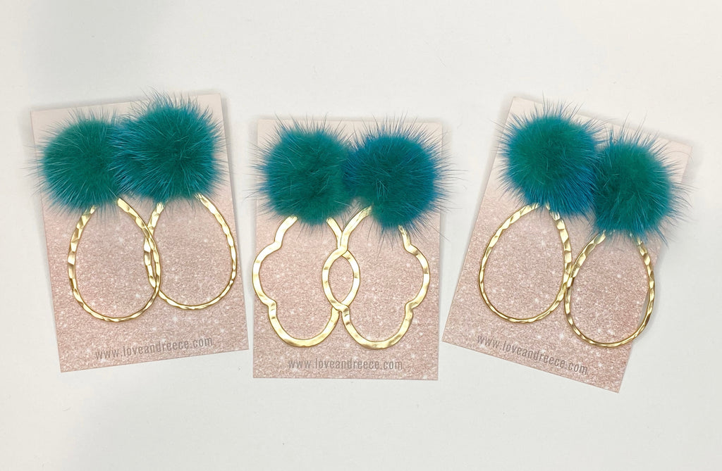 Green Fluff Earrings
