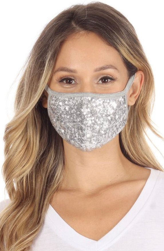 Silver Sequin Face Mask