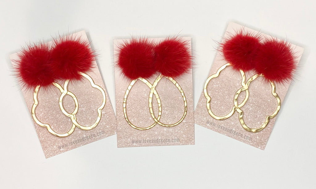 Red Fluff Earrings