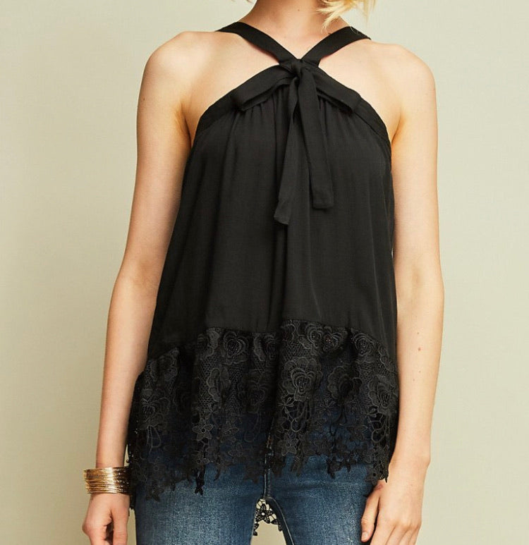 Lacy Black Halter