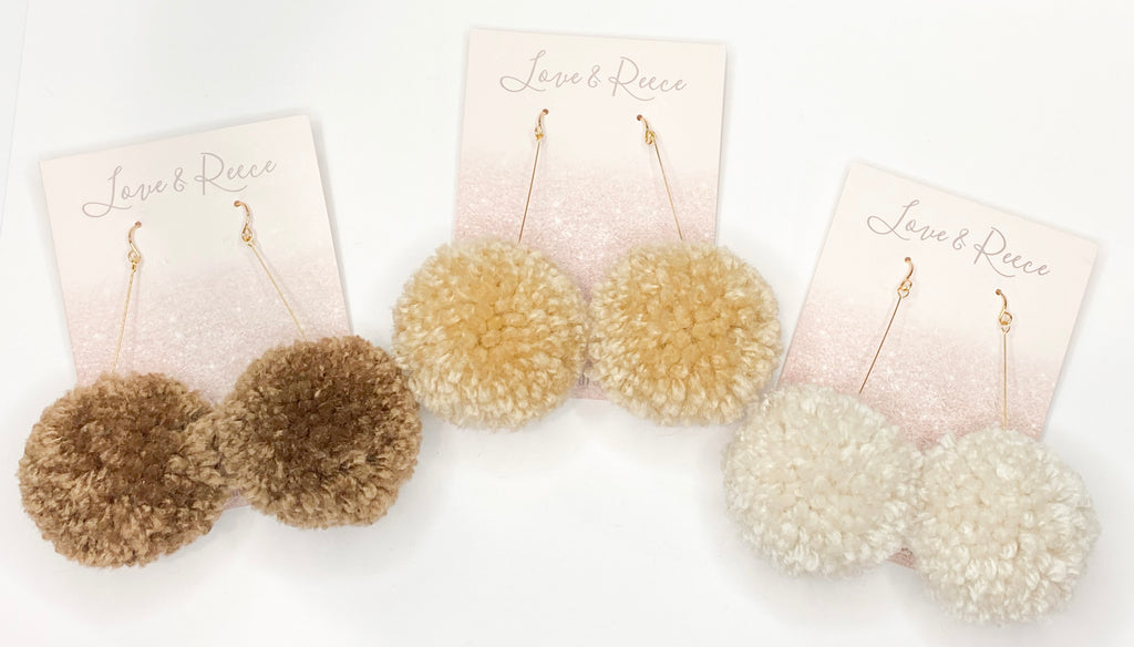 Brown Collection Pom Pom Earrings