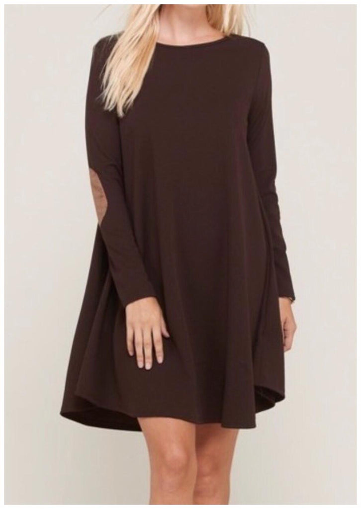 Classy Diva Elbow Patch Dress Chocolate (S-L)