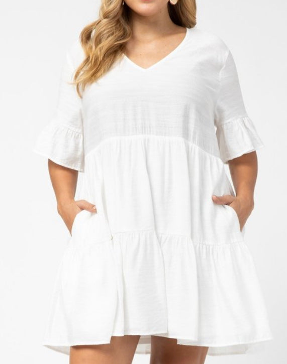 Feeling Flirty White Dress (Plus XL-2XL)
