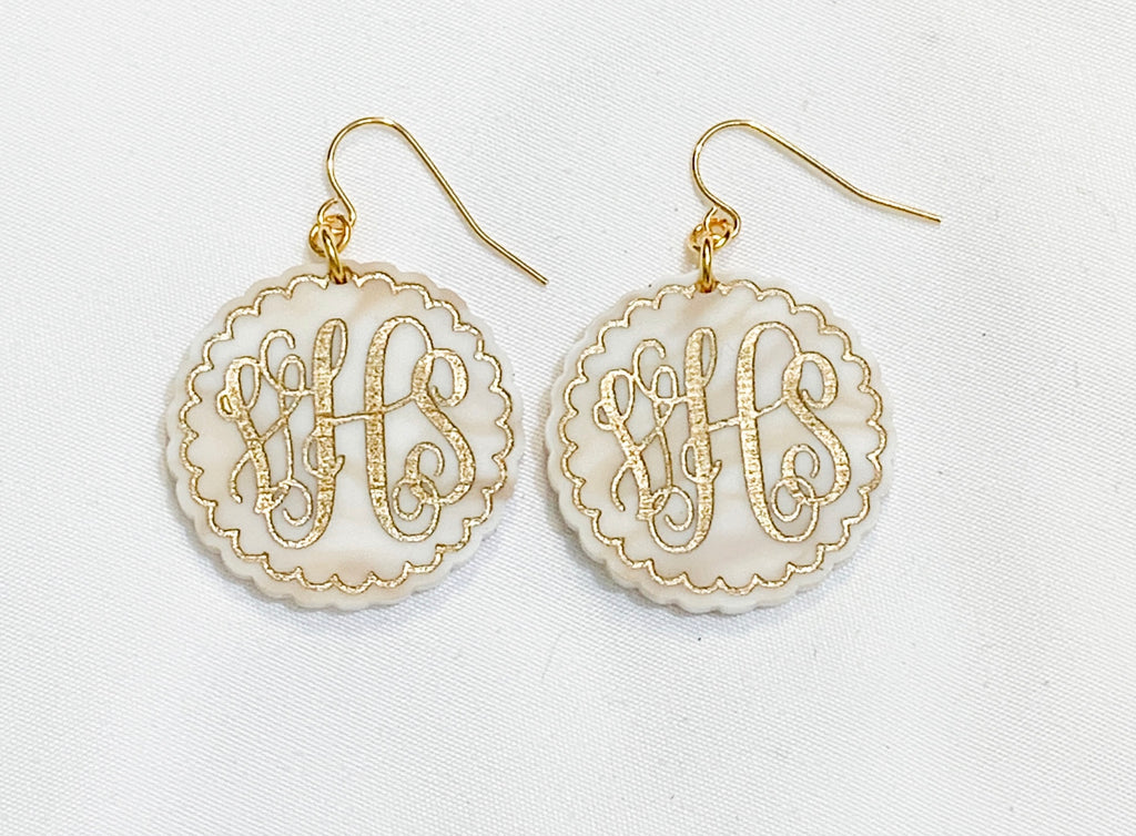 Scalloped Circle Personalized Earrings
