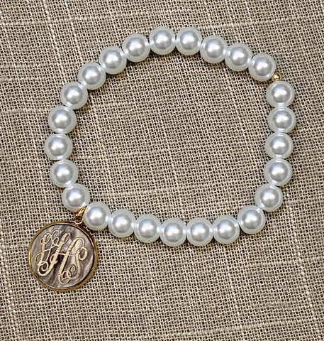Engraved Chandler Pearl Bracelet