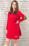 Classy Diva Elbow Patch Dress Red (S-L)