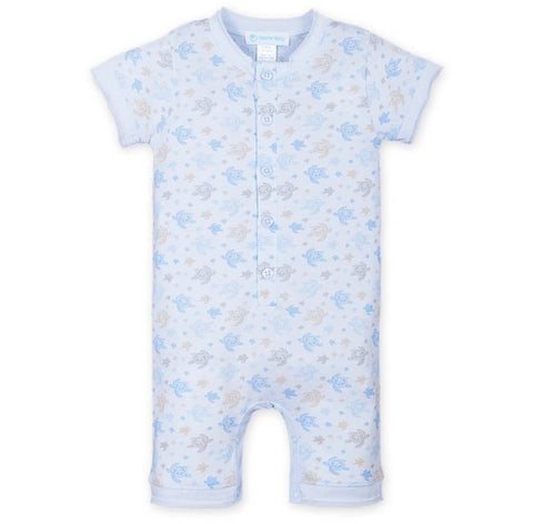 Baby blue knotted button newborn gown (Gigi & Max)