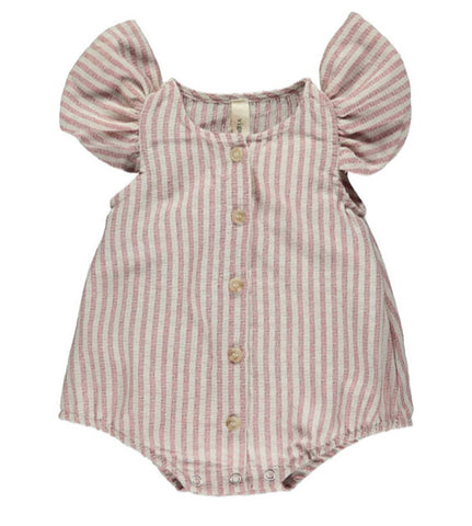Penelope Raspberry knotted button newborn gown and headband (Gigi & Max)