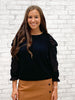 Solid Sheer Puff Sleeve Top with Ruffle Cuff(S-L)