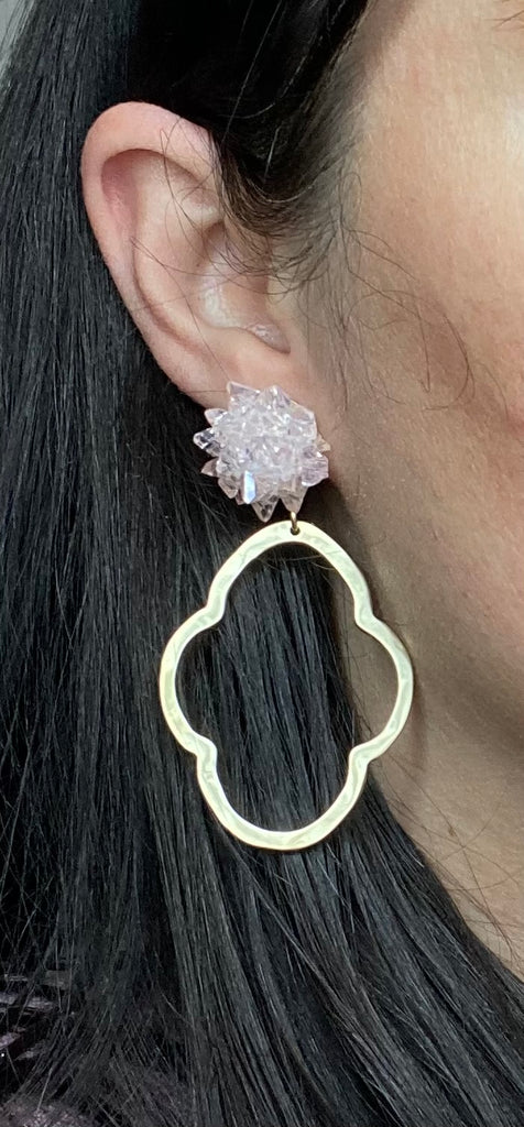 White Crystal Burst Earrings
