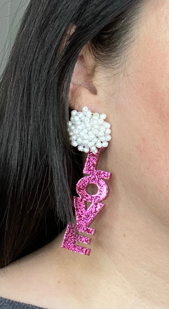 Valentine’s Day Beaded Love Earrings