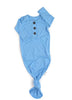 Baby blue knotted button newborn gown (Gigi & Max)