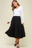 Black Pleated Midi Skirt (S-L)