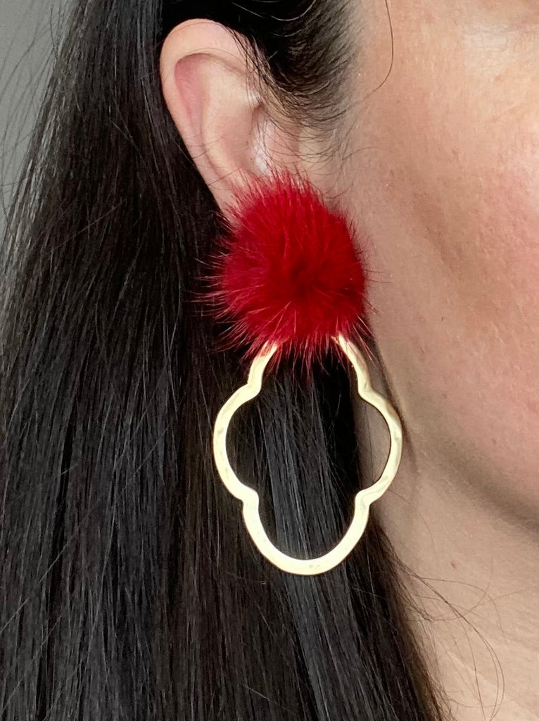 Red Fluff Earrings