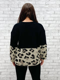 Leopard Accent Long Sleeved Sweater (S-L)