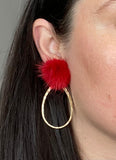 Red Fluff Earrings