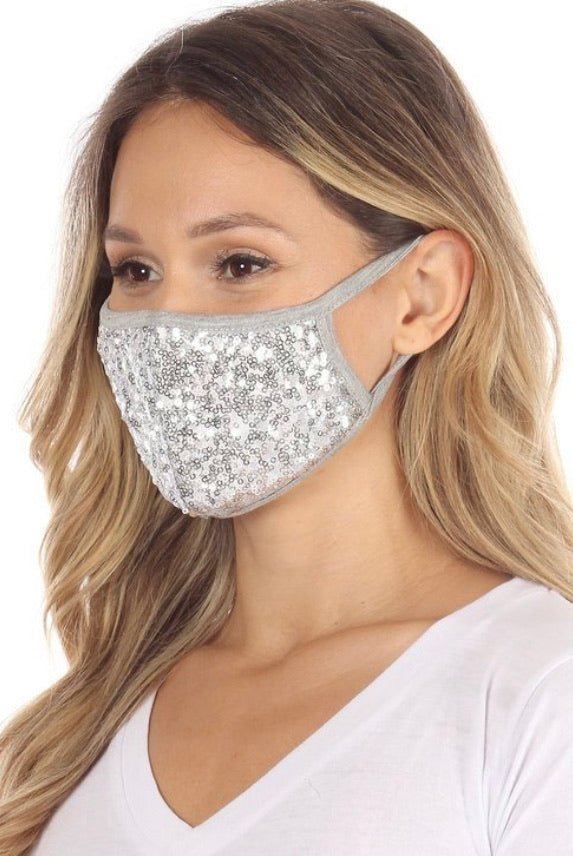 Silver Sequin Face Mask