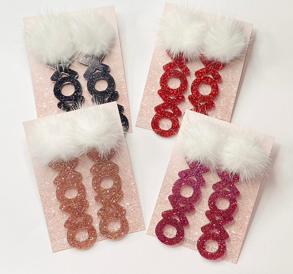 Xoxo Beaded Valentine's Earrings - Red