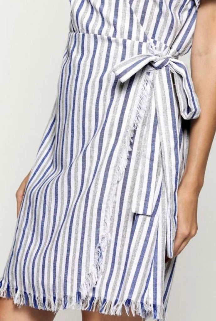 Wrapped in Navy Striped Dress
