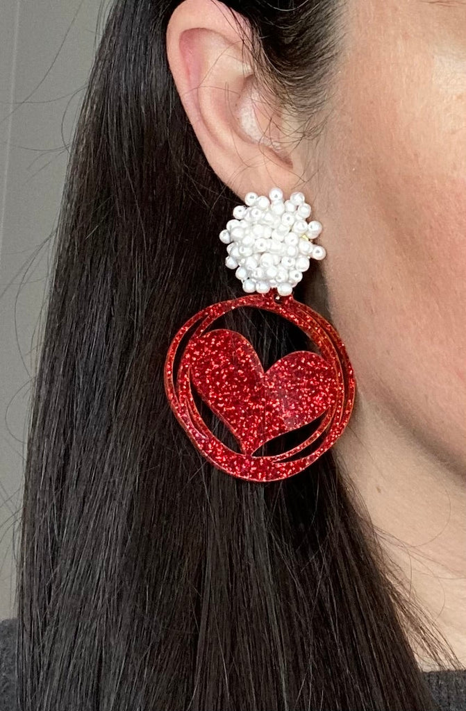 Valentine’s Day Beaded Heart Earrings