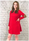 Classy Diva Elbow Patch Dress Red (S-L)