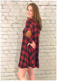 Patch Perfect Buffalo Dress-Red (S-L)