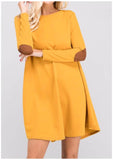 Classy Diva Elbow Patch Dress Mustard (S-L)